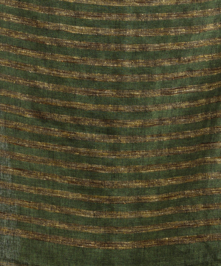 Green handloom linen harmonium design bengal saree