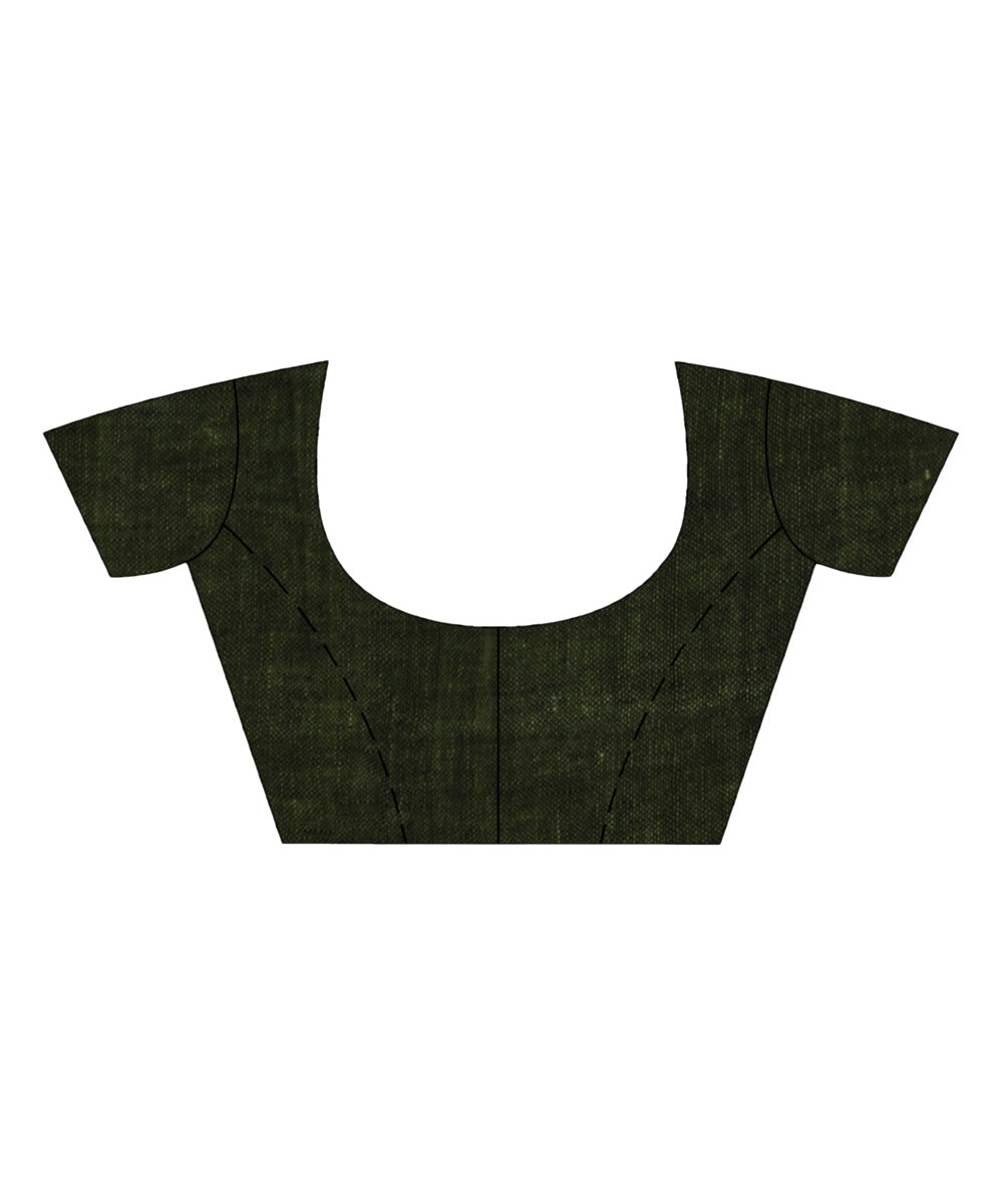 Olive green handloom bengal linen saree