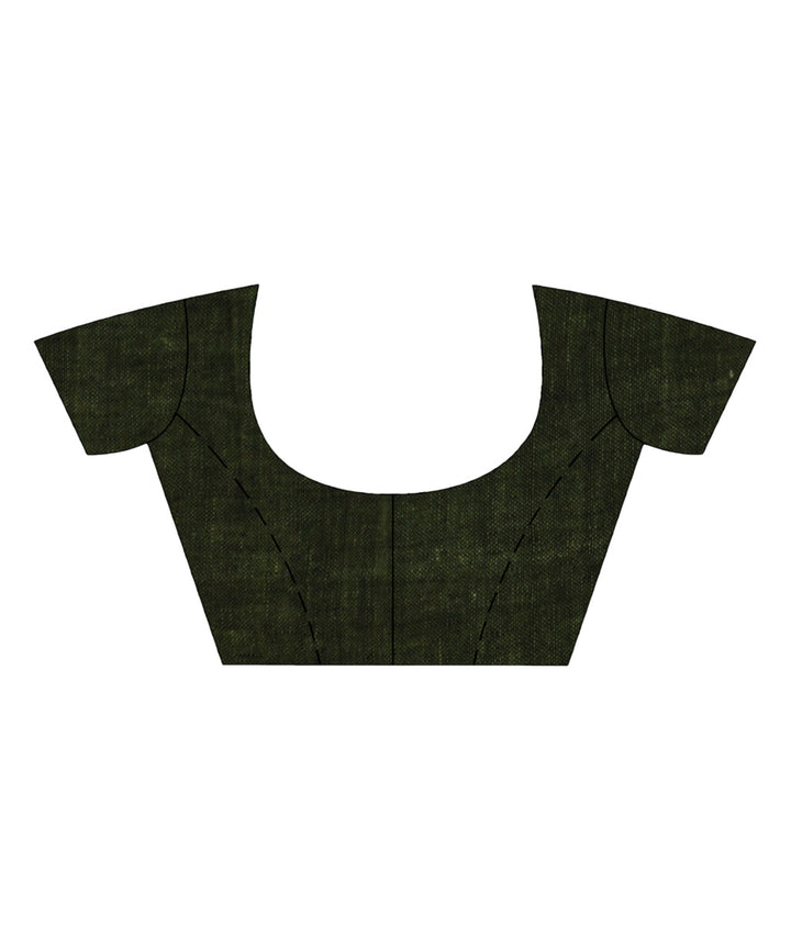 Olive green handloom bengal linen saree