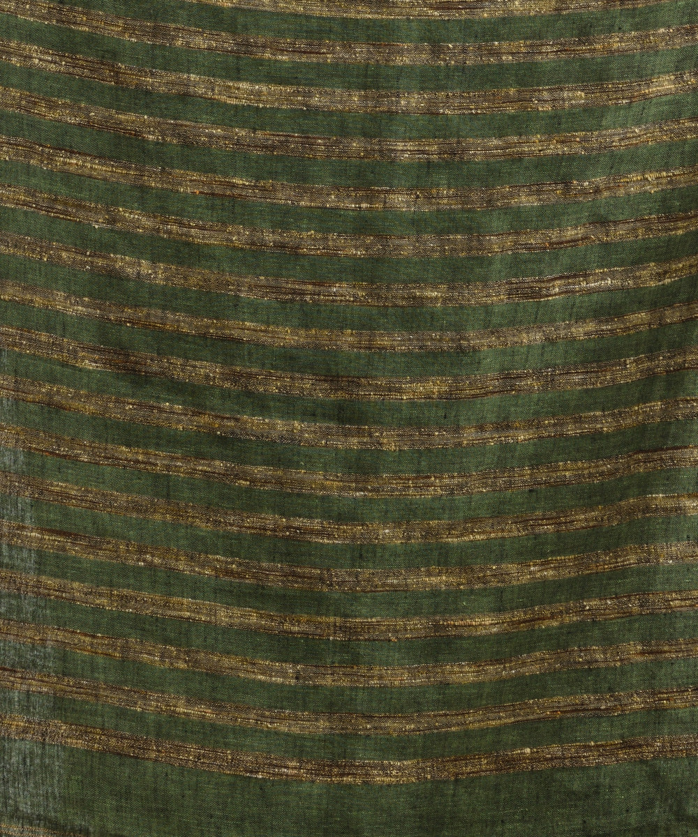 Olive green handloom bengal linen saree