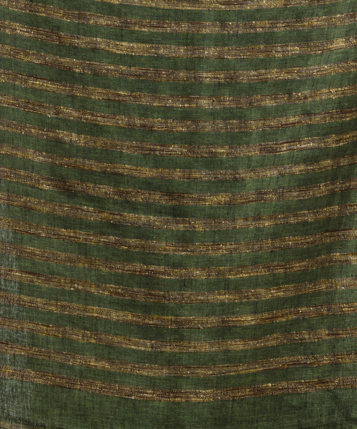 Olive green handloom bengal linen saree