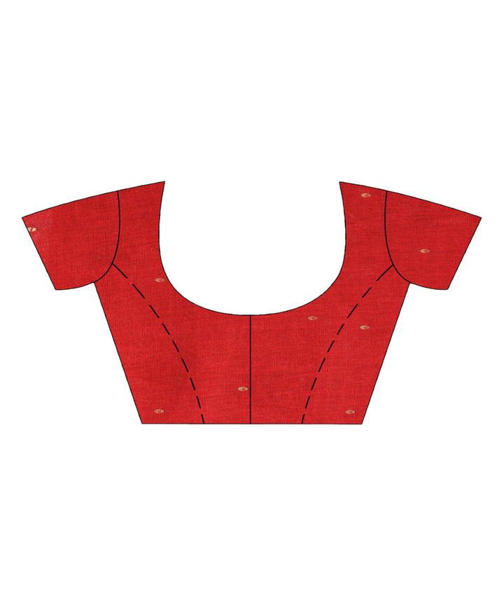 Red handloom linen sequin bengal saree