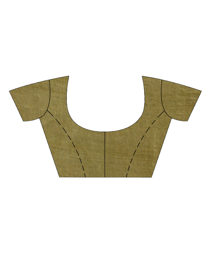 Pickle green handloom linen sequin bengal saree