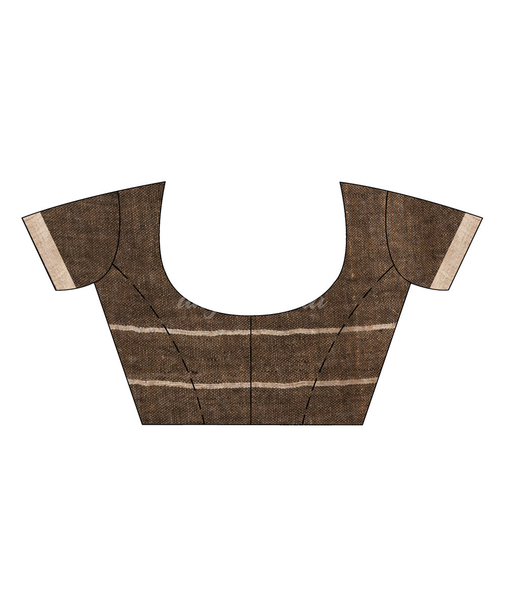 Brown hand loom bengal linen saree