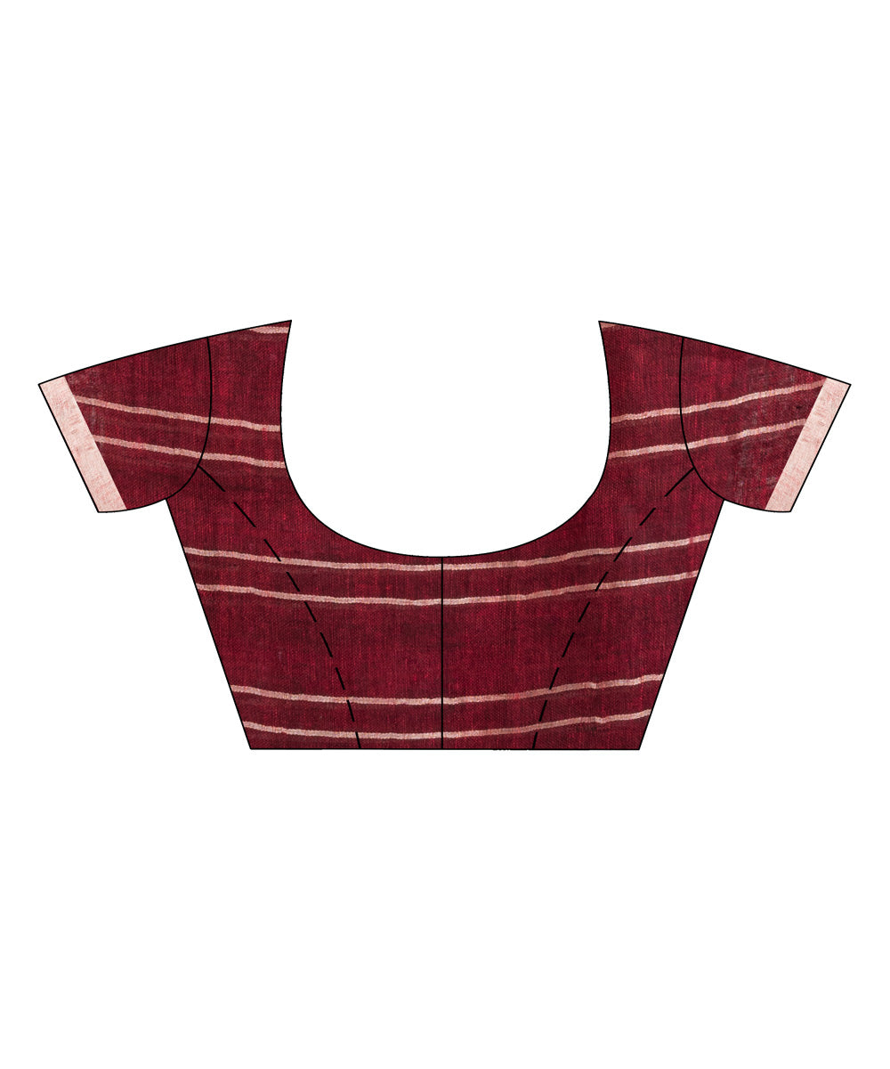 Maroon grey handloom bengal linen saree