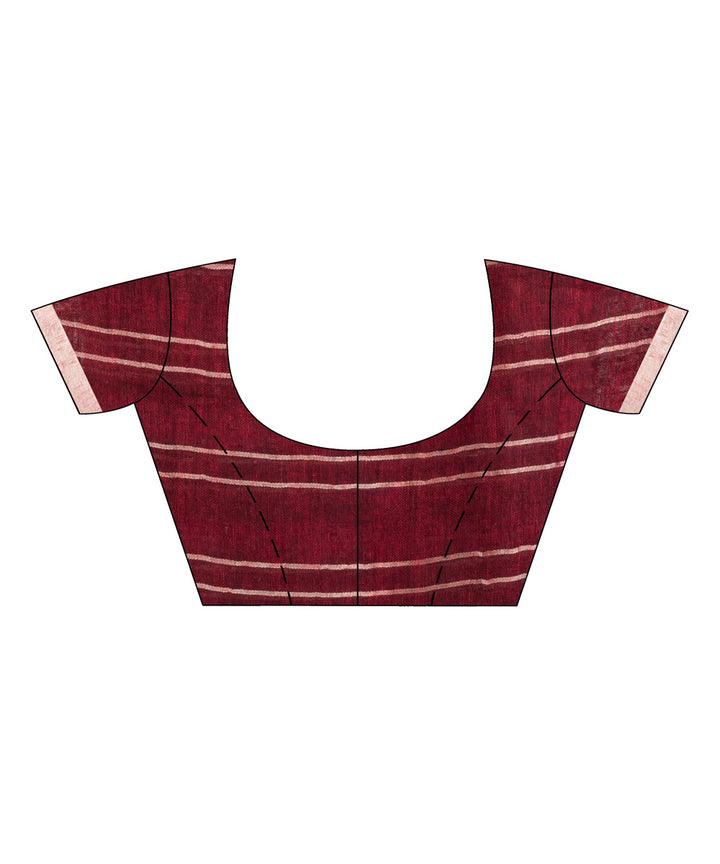 Maroon grey handloom bengal linen saree