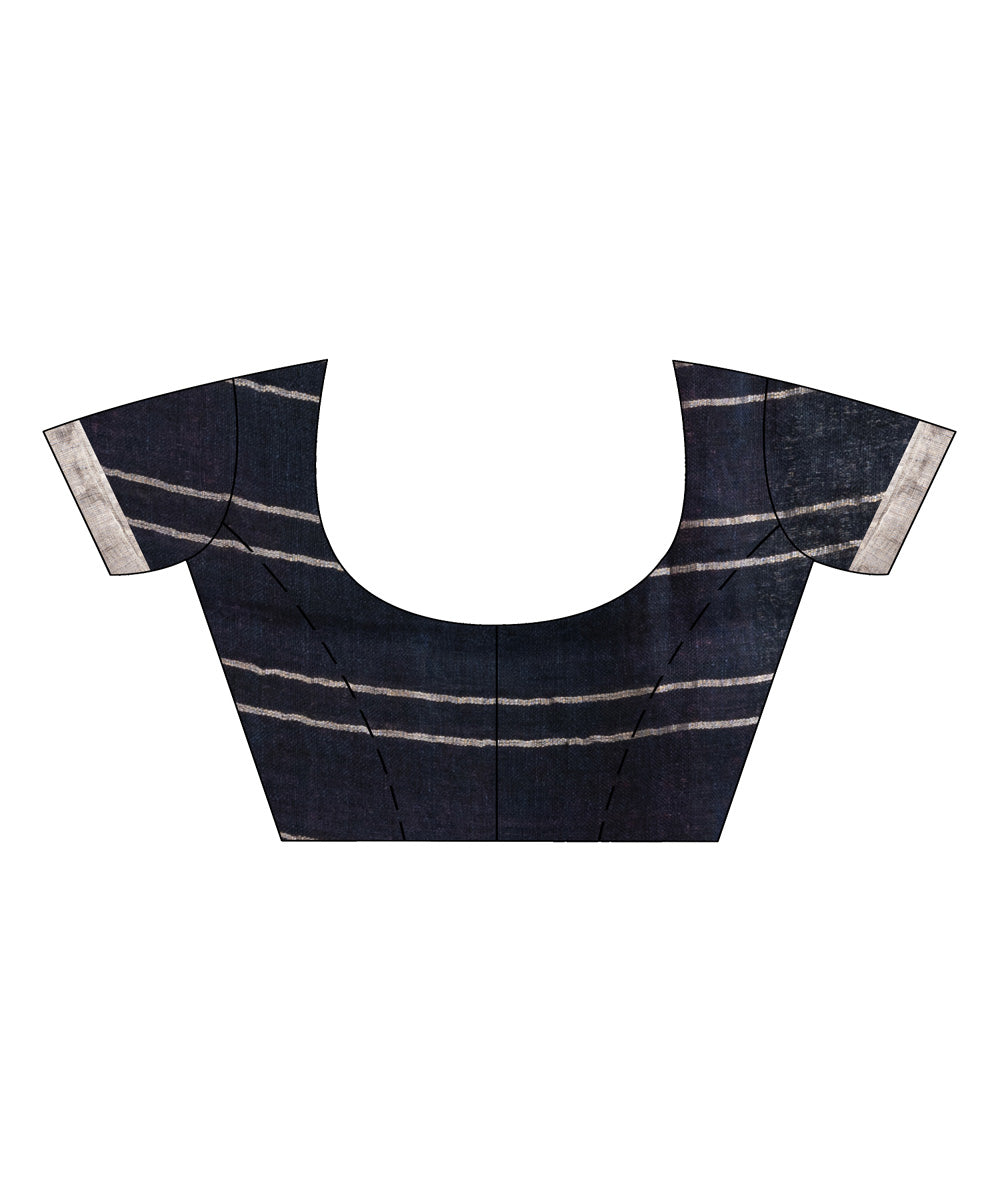 Navy blue handloom bengal linen saree