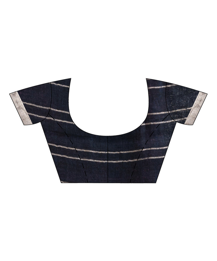 Navy blue handloom bengal linen saree