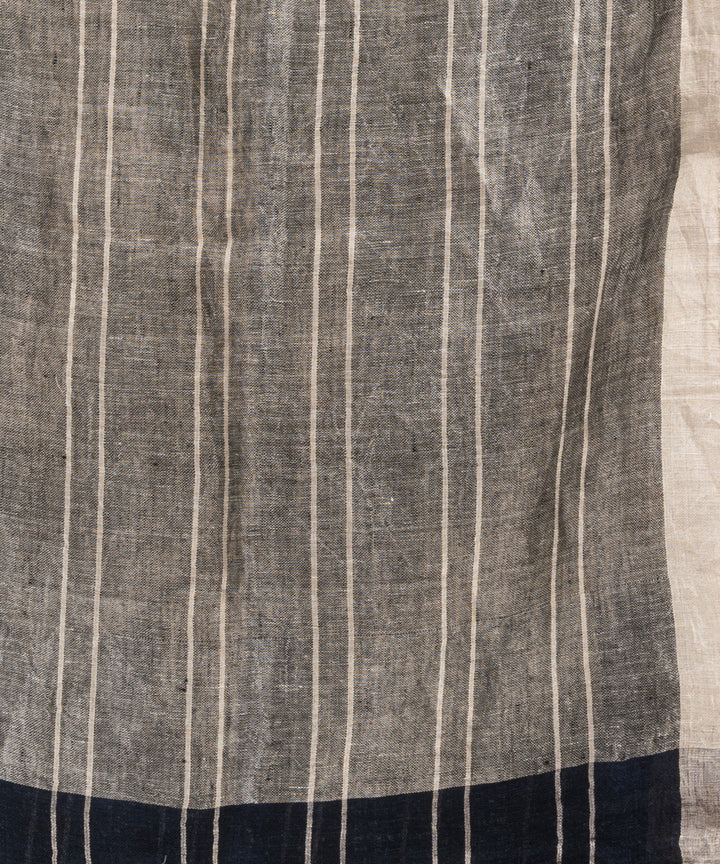 Navy blue handloom bengal linen saree