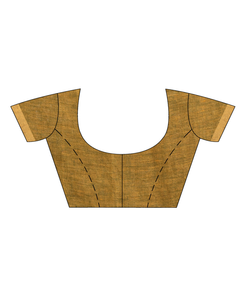 Golden green handloom bengal linen saree