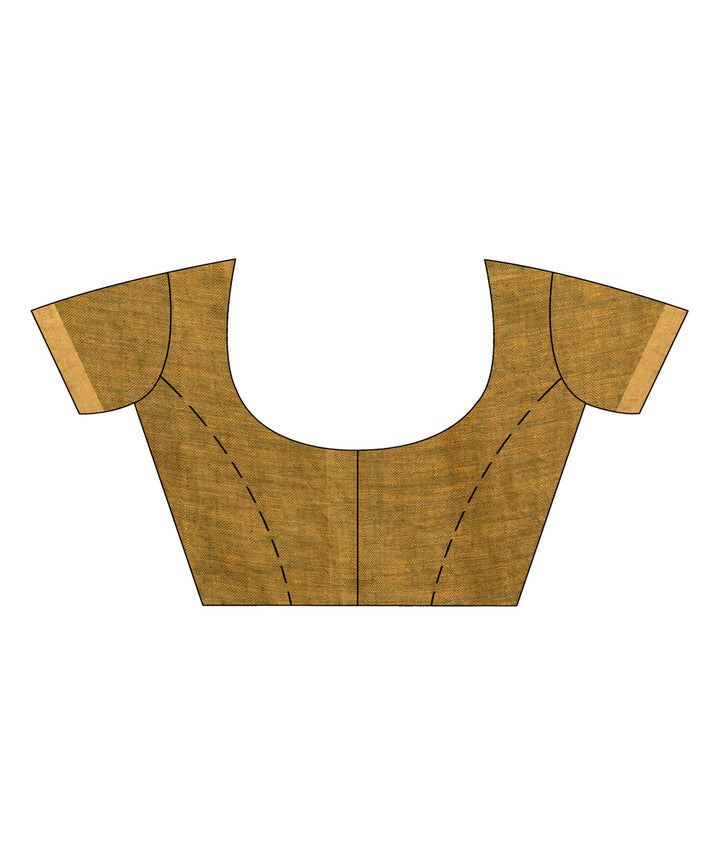 Golden green handloom bengal linen saree