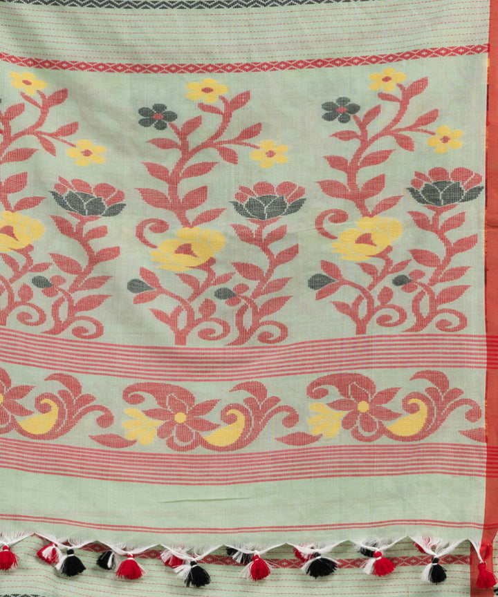 Pastel Green cotton handwoven jamdani saree