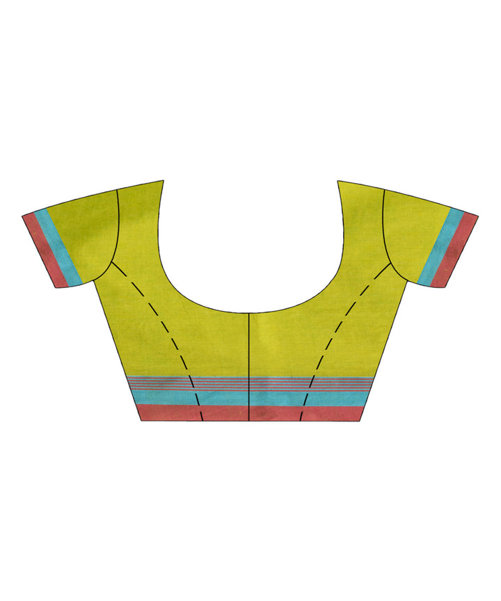 Pear Green red cotton handloom jacquard saree