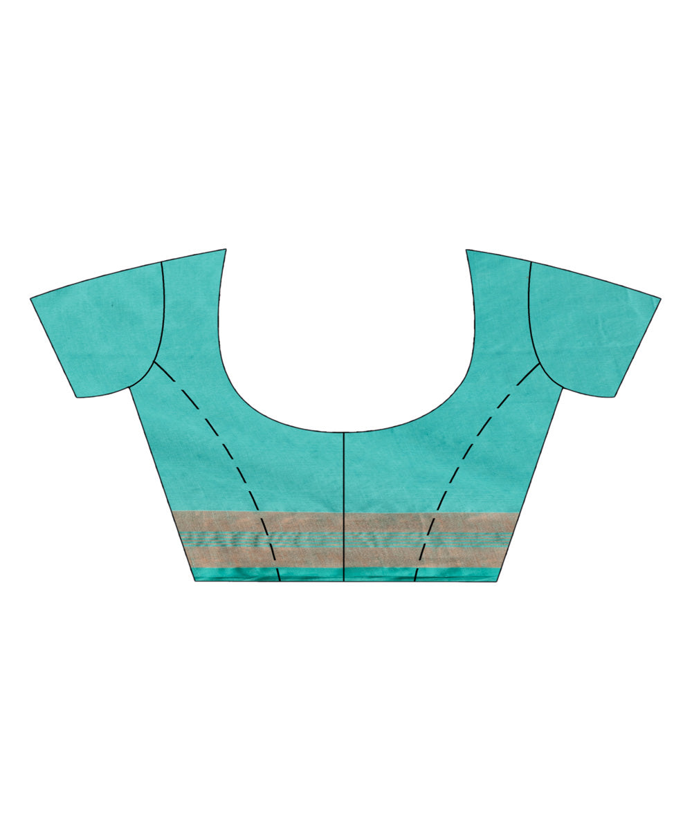 Baby blue cotton handloom jacquard saree