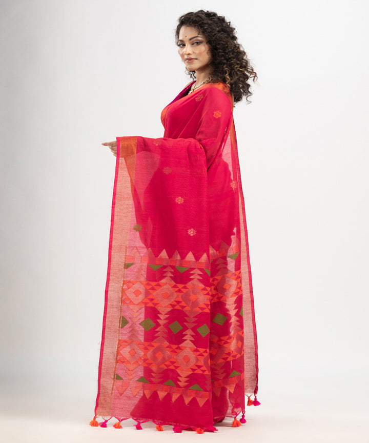 Red cotton handloom jacquard saree
