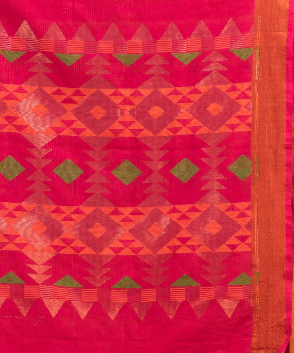 Red cotton handloom jacquard saree
