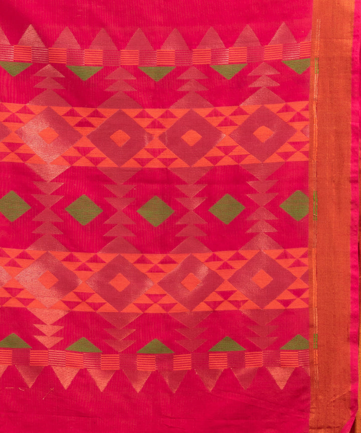 Red cotton handloom jacquard saree