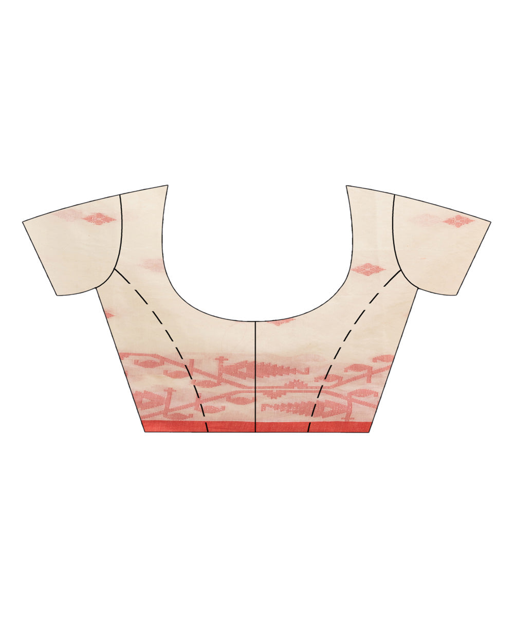 White red cotton handwoven jacquard saree