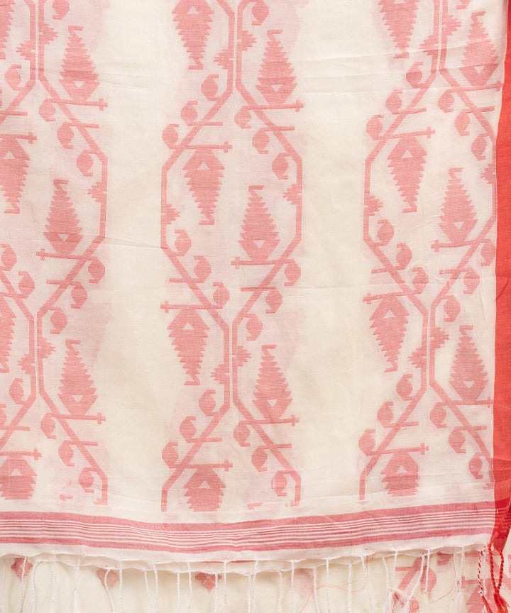 White red cotton handwoven jacquard saree