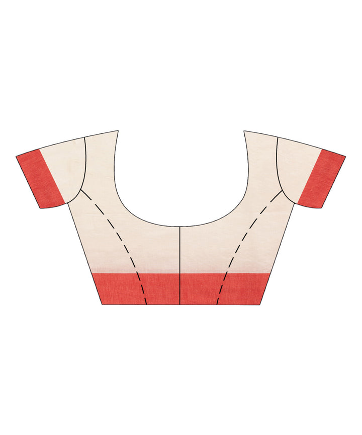 White red cotton jacquard bengal handloom saree