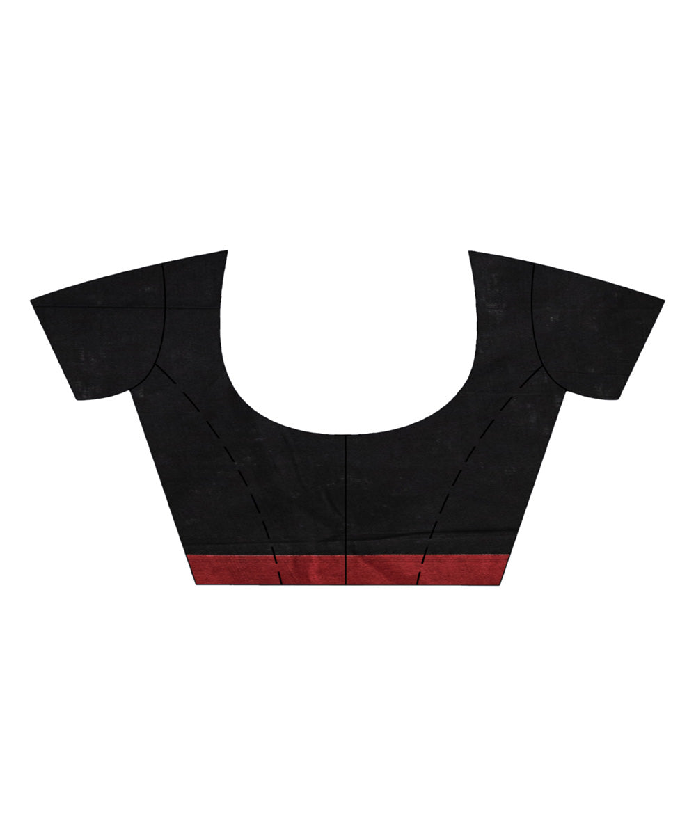 Black red multicolor cotton jacquard handloom saree