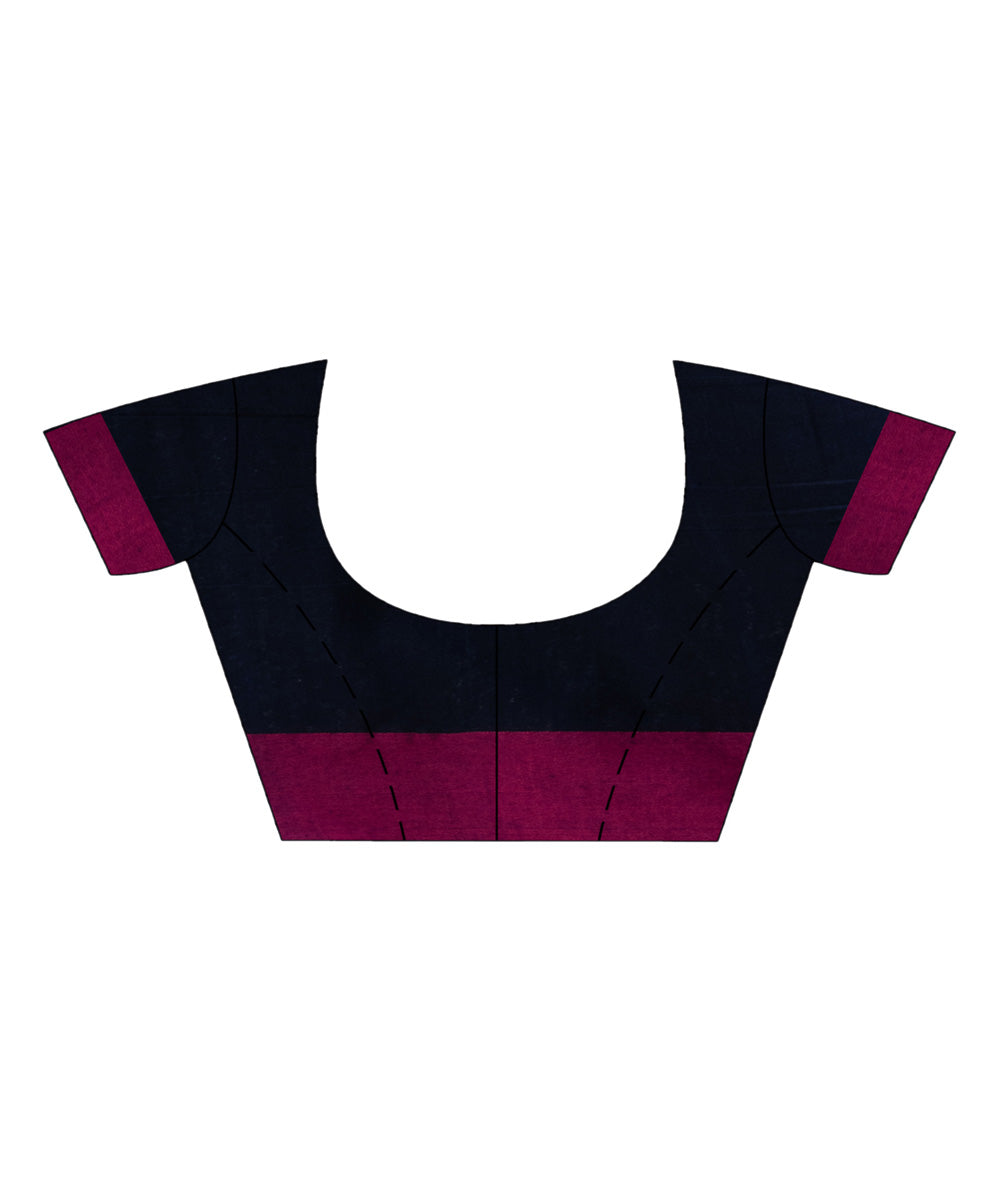 Navy blue magenta cotton jacquard handloom saree
