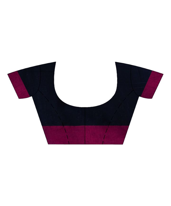 Navy blue magenta cotton jacquard handloom saree