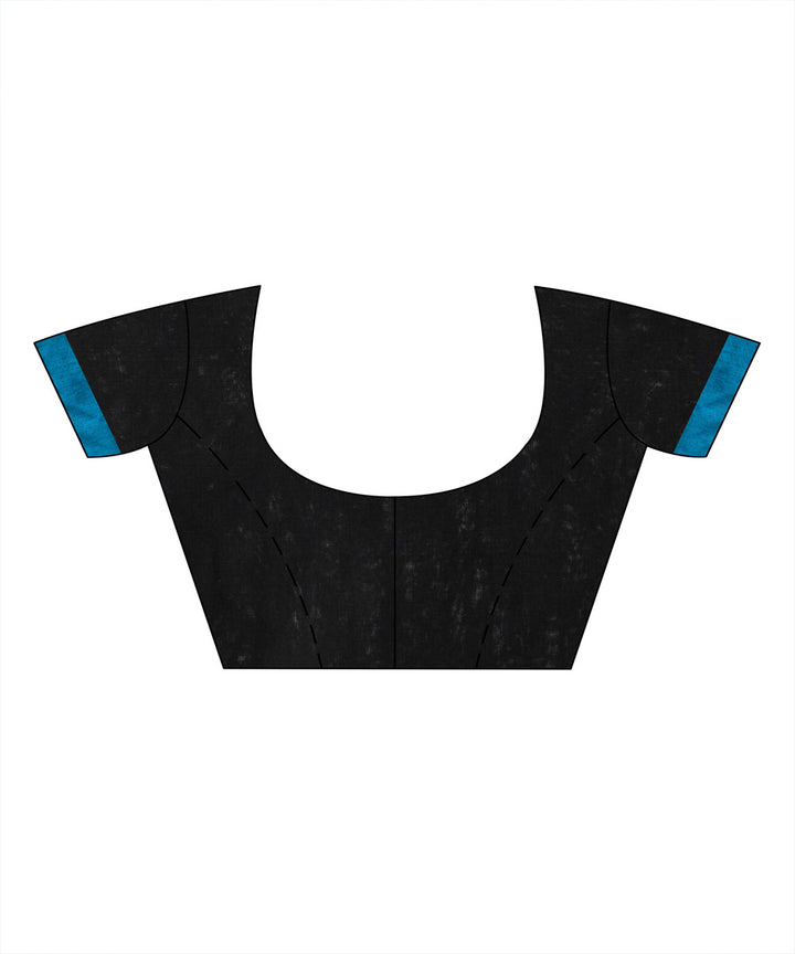 Black blue cotton jacquard handloom saree