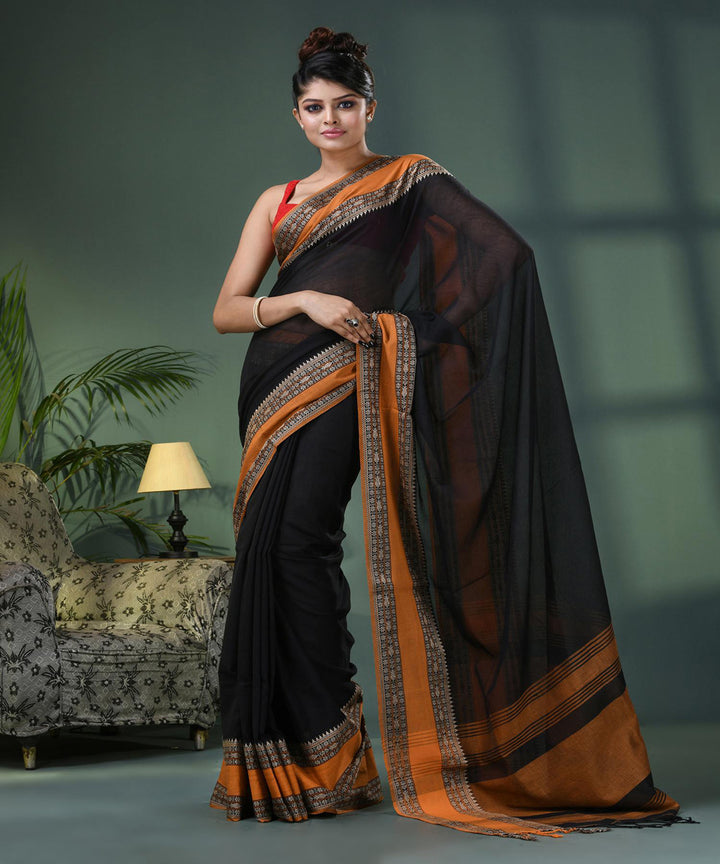 Black mustard handloom bengal cotton saree