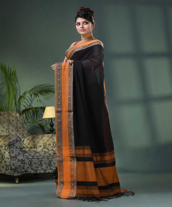 Black mustard handloom bengal cotton saree
