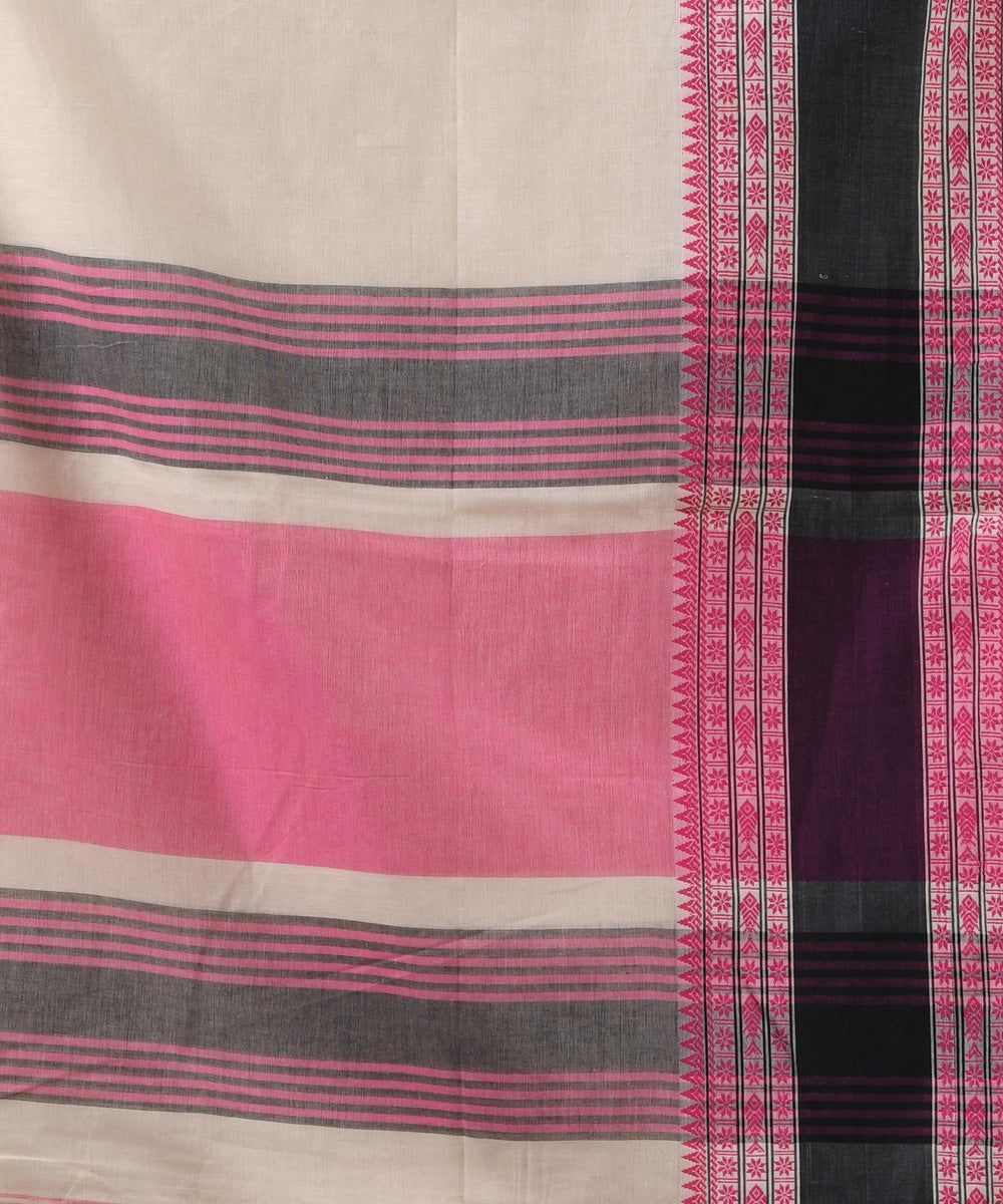 Cream handloom bengal cotton saree
