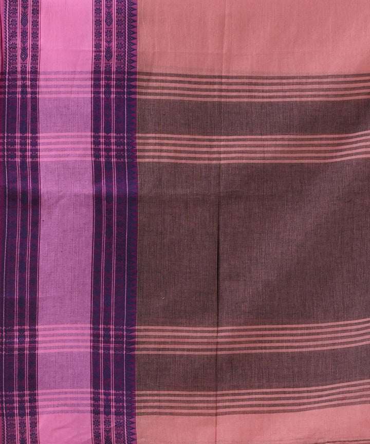 Pastel peach handloom bengal cotton saree