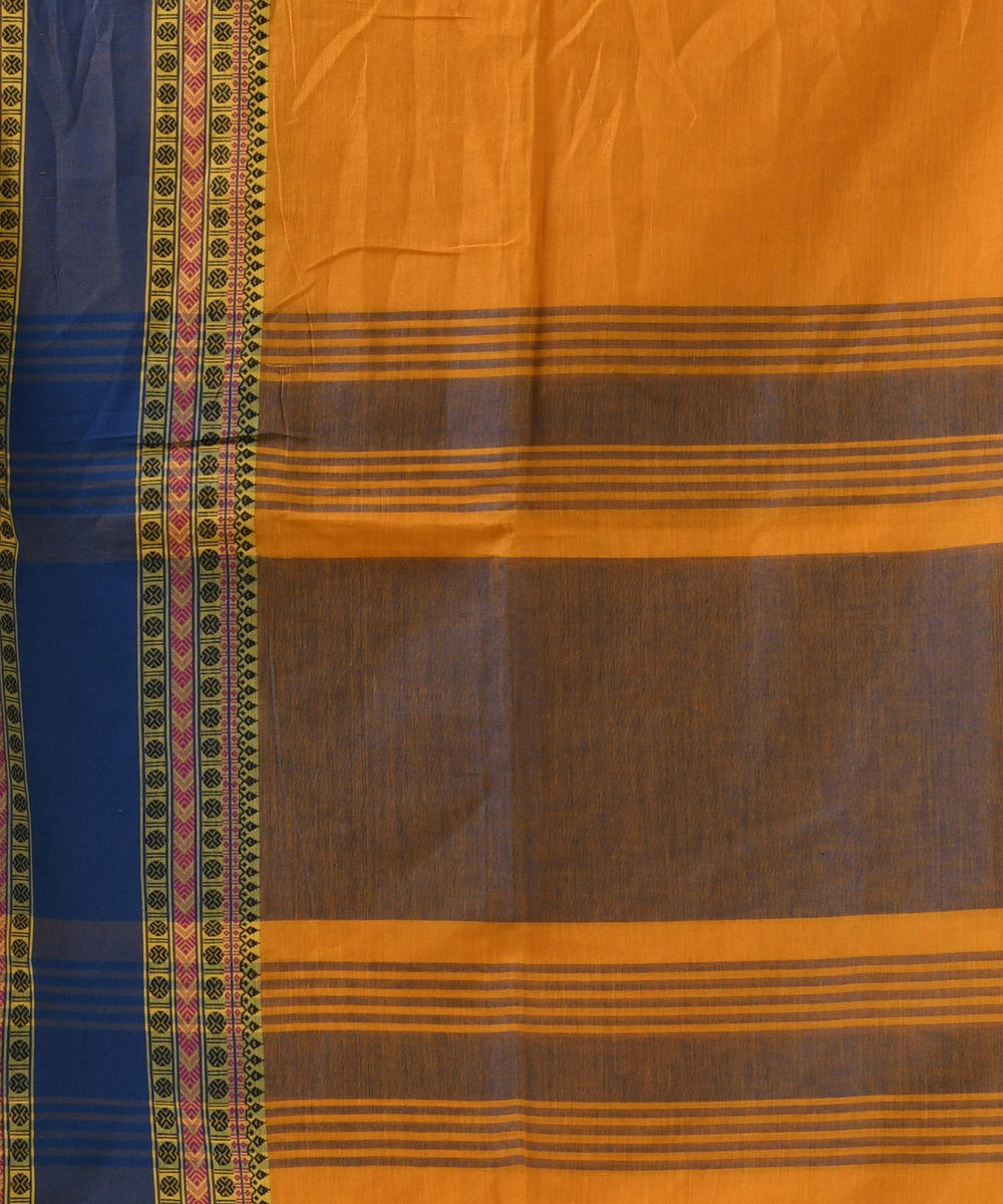 Mustard black handloom bengal cotton saree