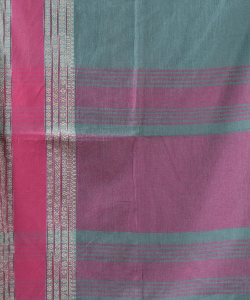 Jengle green pink handloom bengal cotton saree