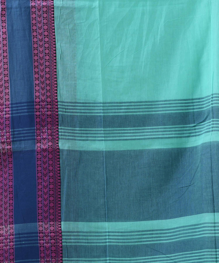 Teal navy blue handloom bengal cotton saree