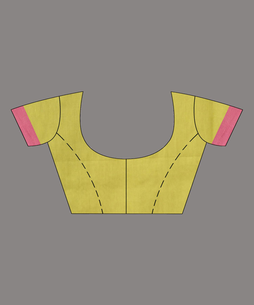 Lemon pink handloom bengal cotton saree