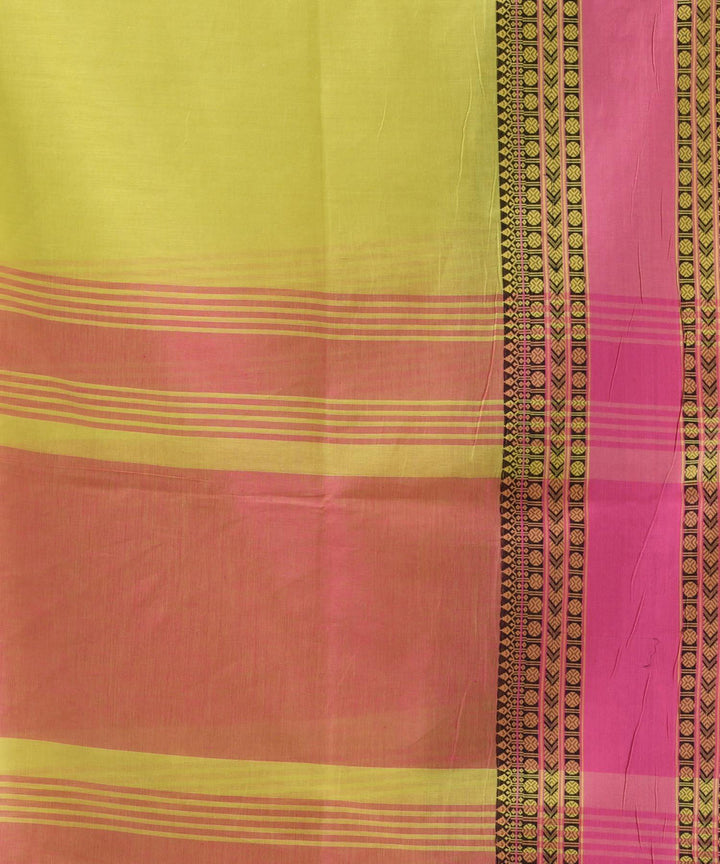 Lemon pink handloom bengal cotton saree