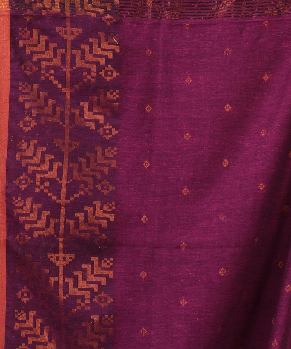 Magenta handloom jamdani cotton saree