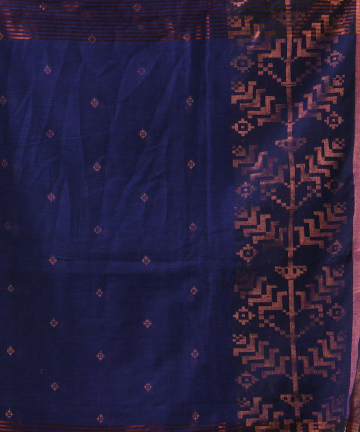 Blue handloom jamdani cotton saree