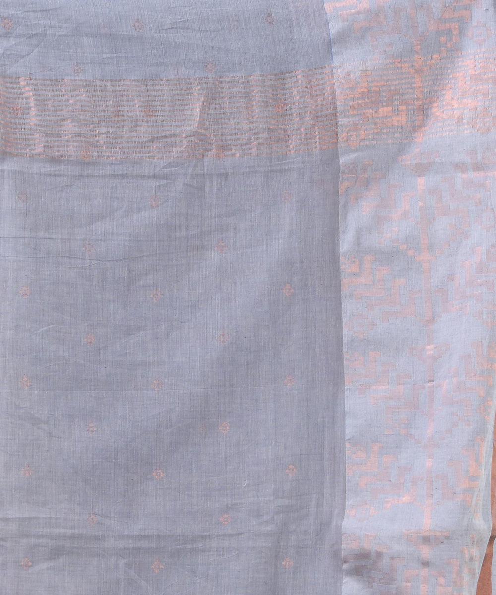 Silver handloom jamdani cotton saree