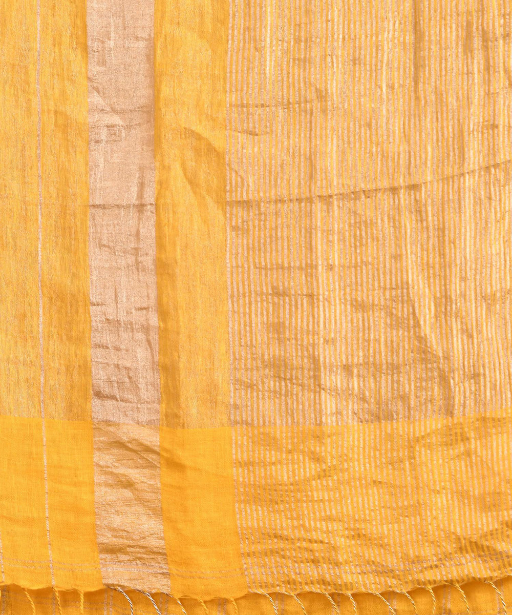 Yellow handloom linen bengal saree