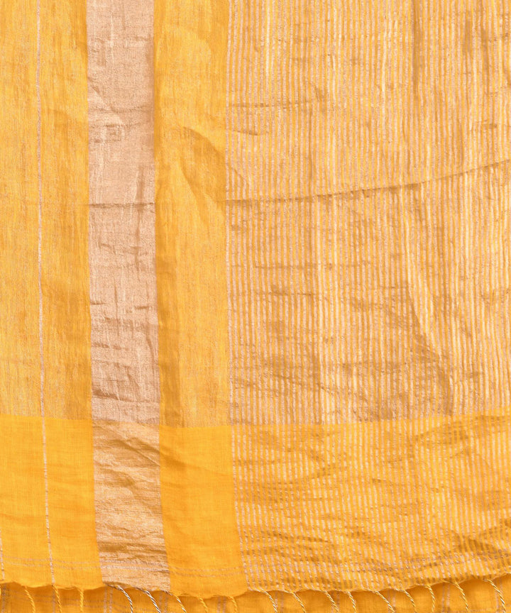 Yellow handloom linen bengal saree