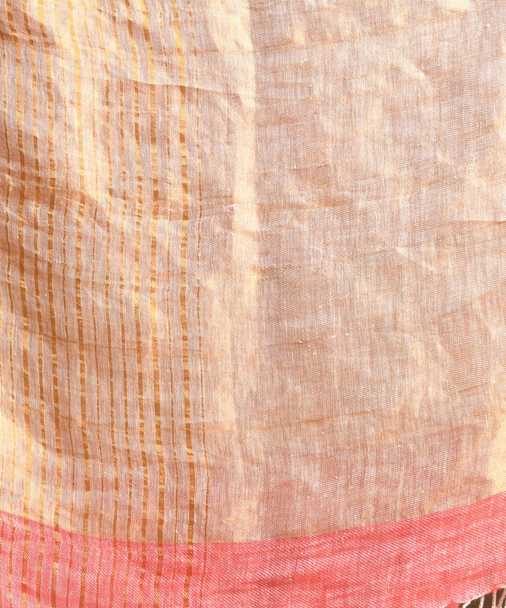 Rose pink handloom bengal linen saree