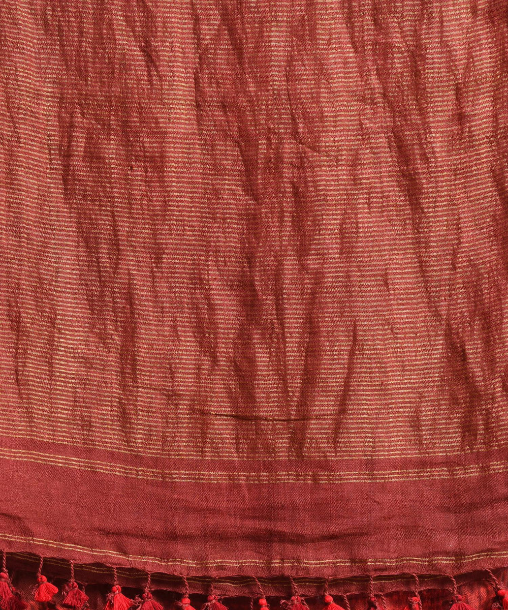 Maroon handloom linen bengal saree