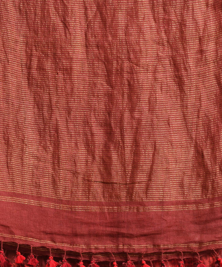 Maroon handloom linen bengal saree