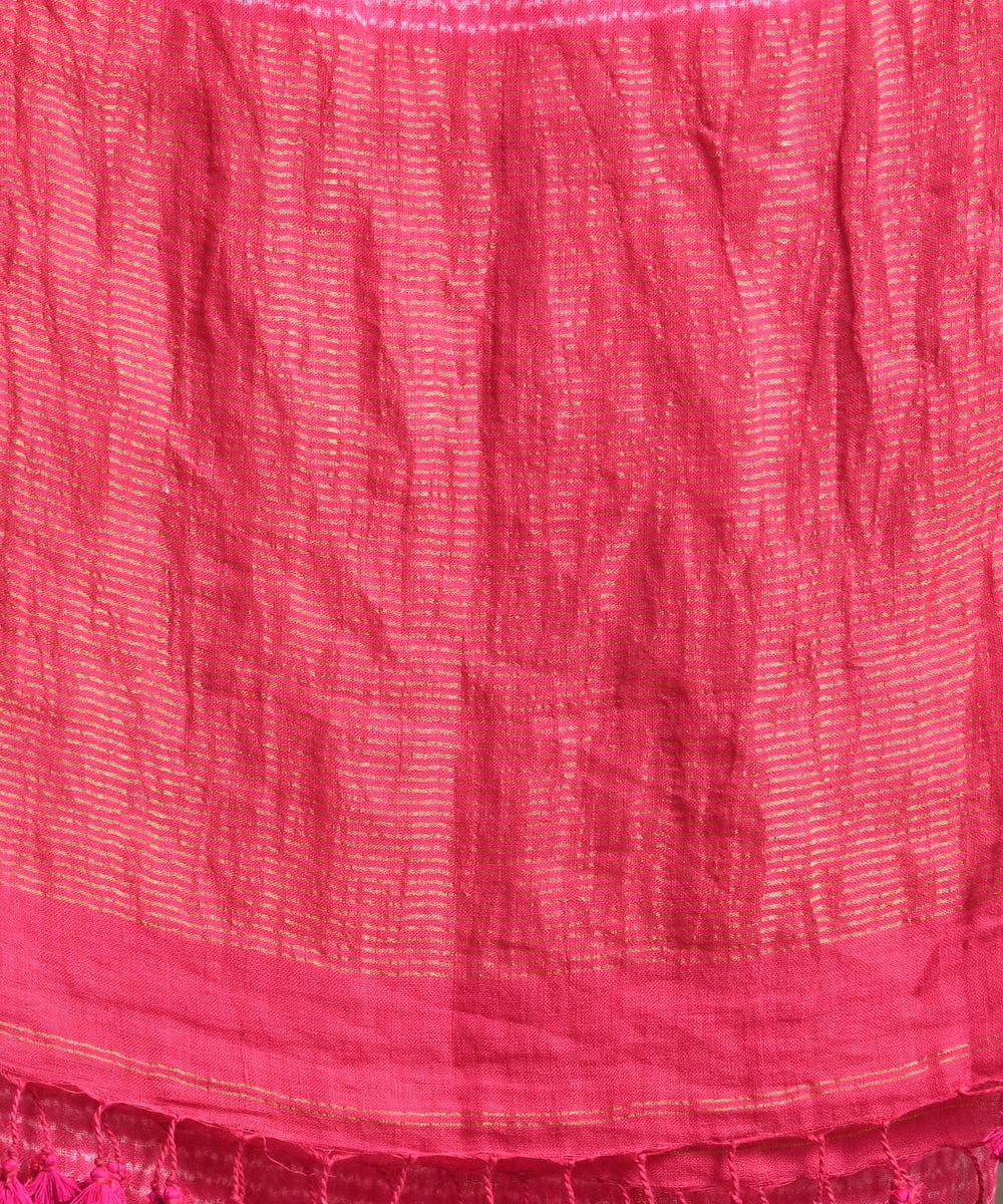 Pink handloom linen bengal saree