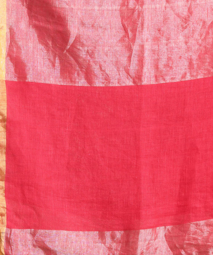 Rani pink handloom bengal linen saree