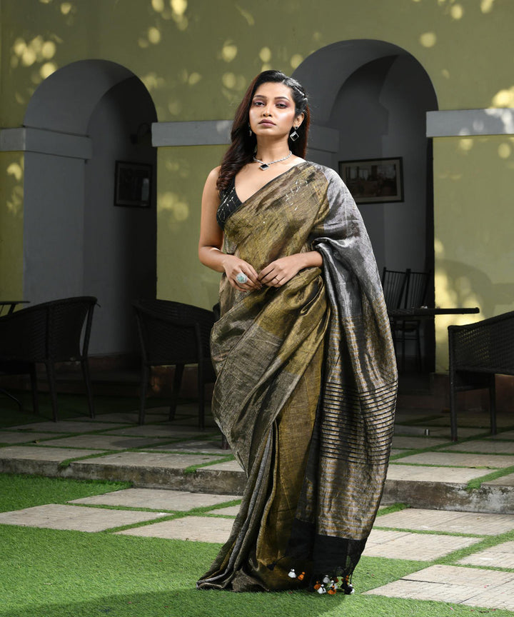 Multi colour handloom bengal linen saree