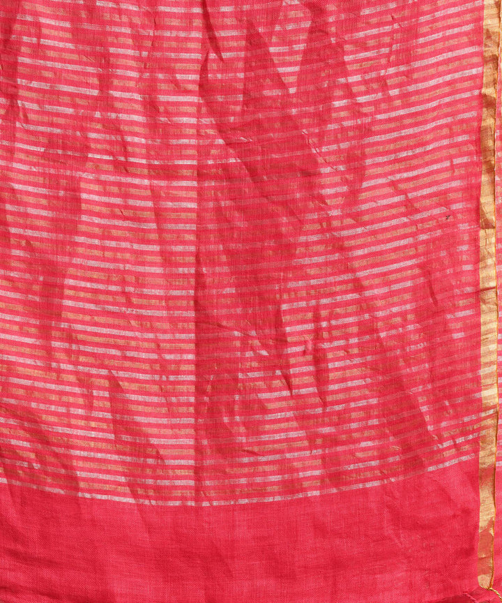 Fuchsia pink handloom bengal linen saree