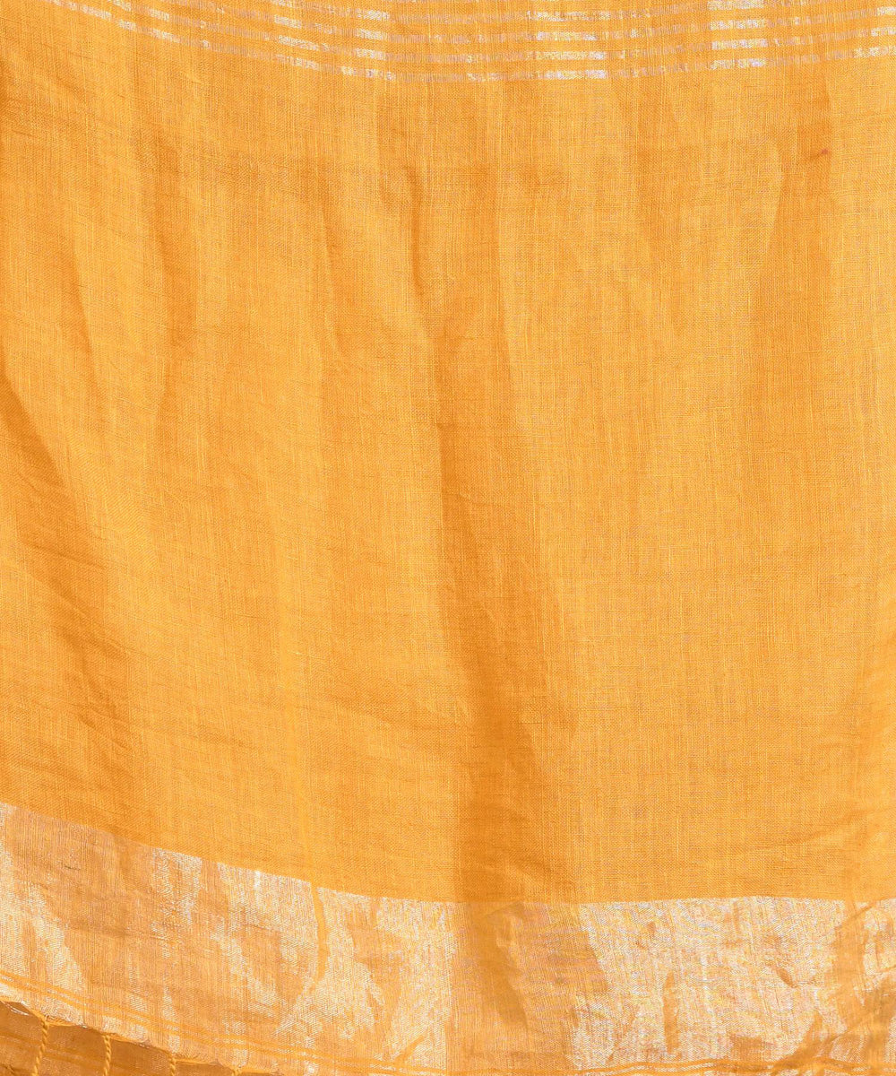 Mustard handloom bengal linen saree